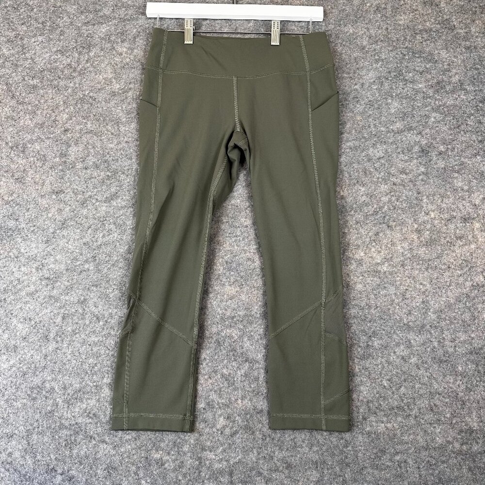 Lululemon Olive Green Cropped High Rise Performance Leggings Women's Size 6